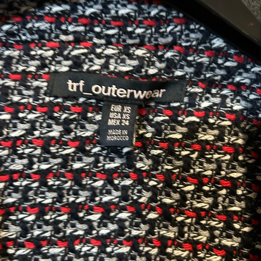 TRF Outerwear by Zara Women's Black and Red Textured Blazer - Picture 2 of 5